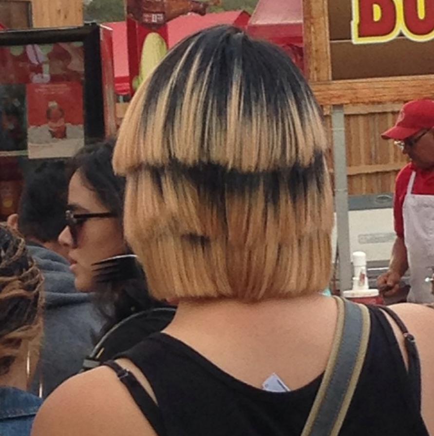  A woman who asked for a dip-dye and layers was left with this VERY bold look