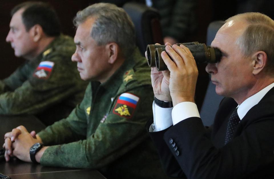  Russia's President Putin keeps a close eye on military drills preparing for a 'big war' against Nato in September