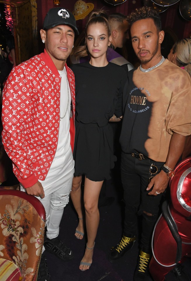 Earlier in the night Barbara posed with Neymar and Lewis Hamilton