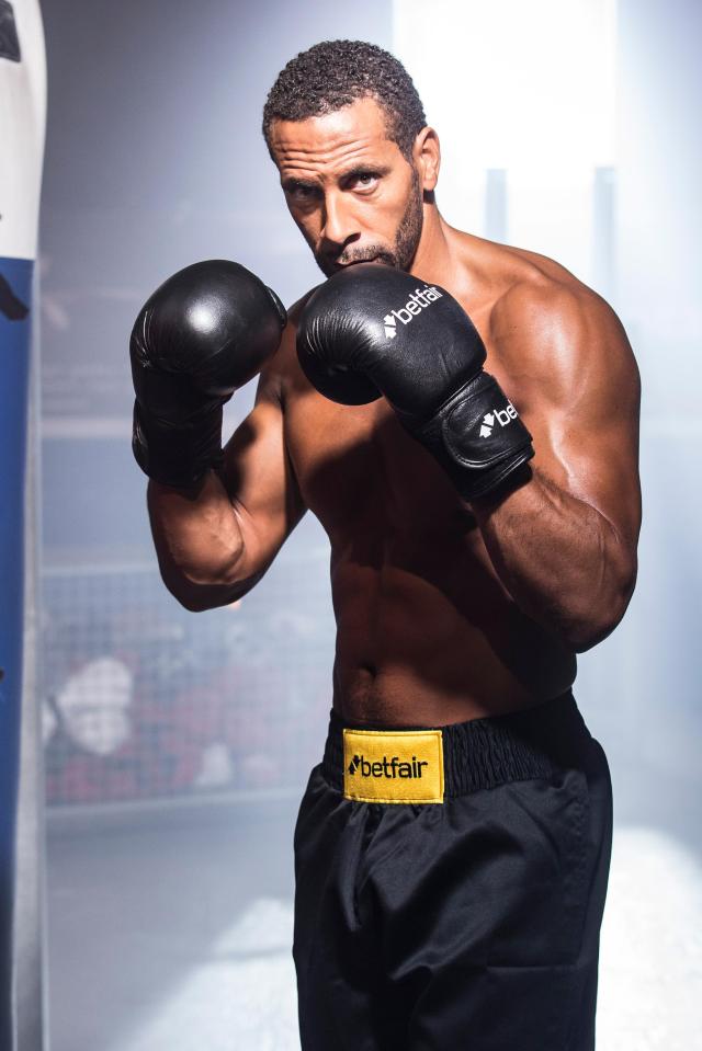  Rio Ferdinand gets into his boxing gloves and shorts after the big announcement he is set to try the sport