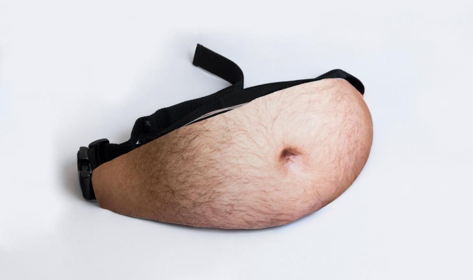  The bag is designed to look like a beer belly