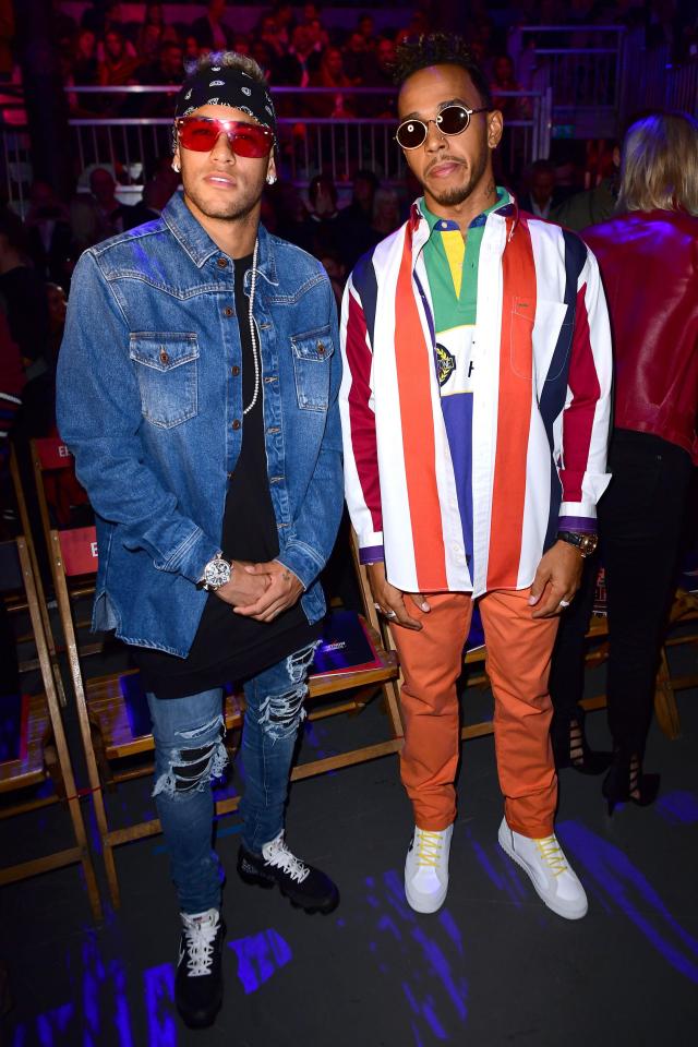  Sports stars Neymar, on the left, and Formula One ace Lewis Hamilton got in on the action