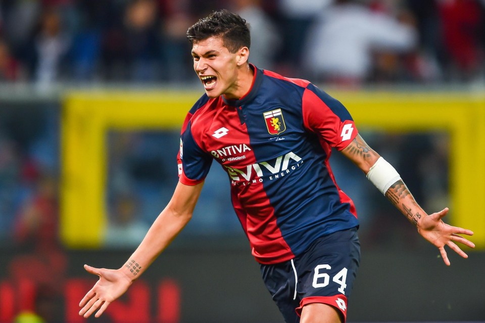 Pietro Pellegri celebrates after scoring twice during 3-2 Serie A defeat to Lazio