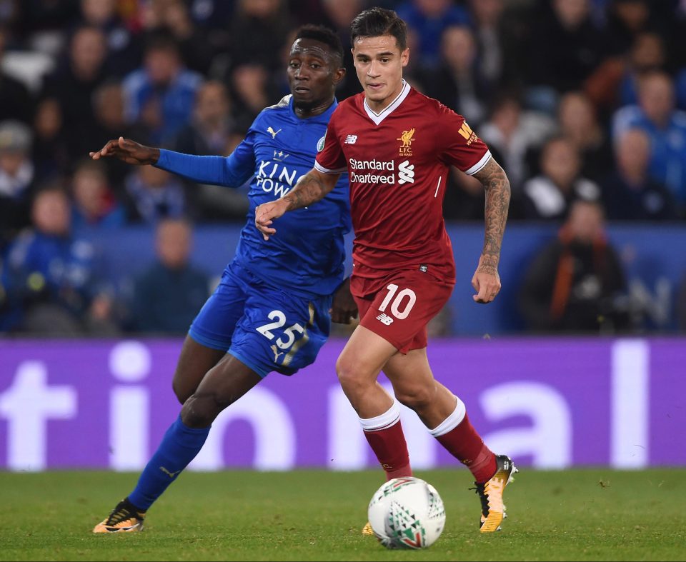  Philippe Coutinho was at his flowing best in the Carabao Cup tie away to Leicester before being taken off at half-time