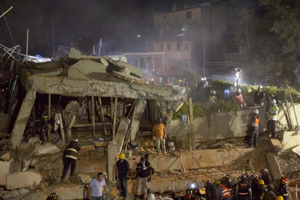 Authorities worked overnight to try and rescue anyone trapped underneath the rubble