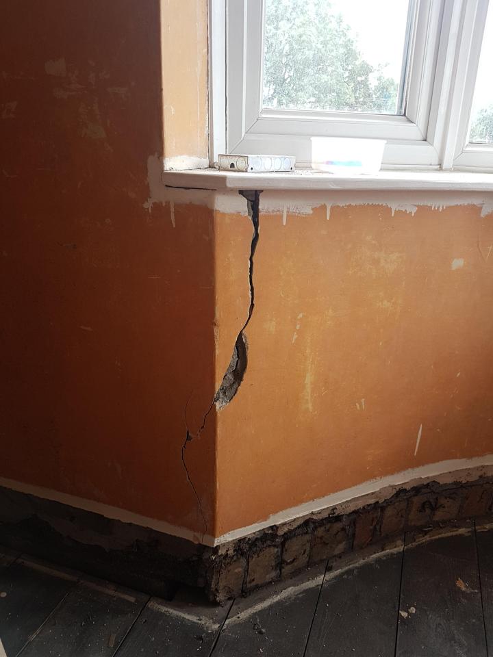  Clare says that cracks in walls were concealed behind two layers of wallpaper