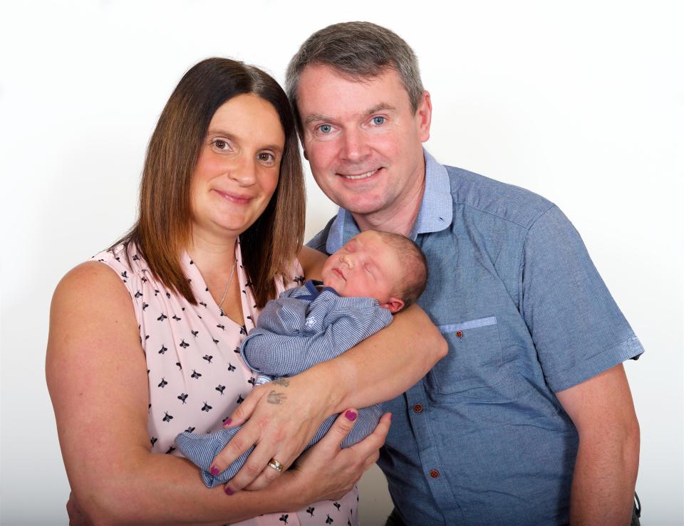  Sue and Noel welcomed Archie, 8lb 6oz, on Monday after an hour's labour