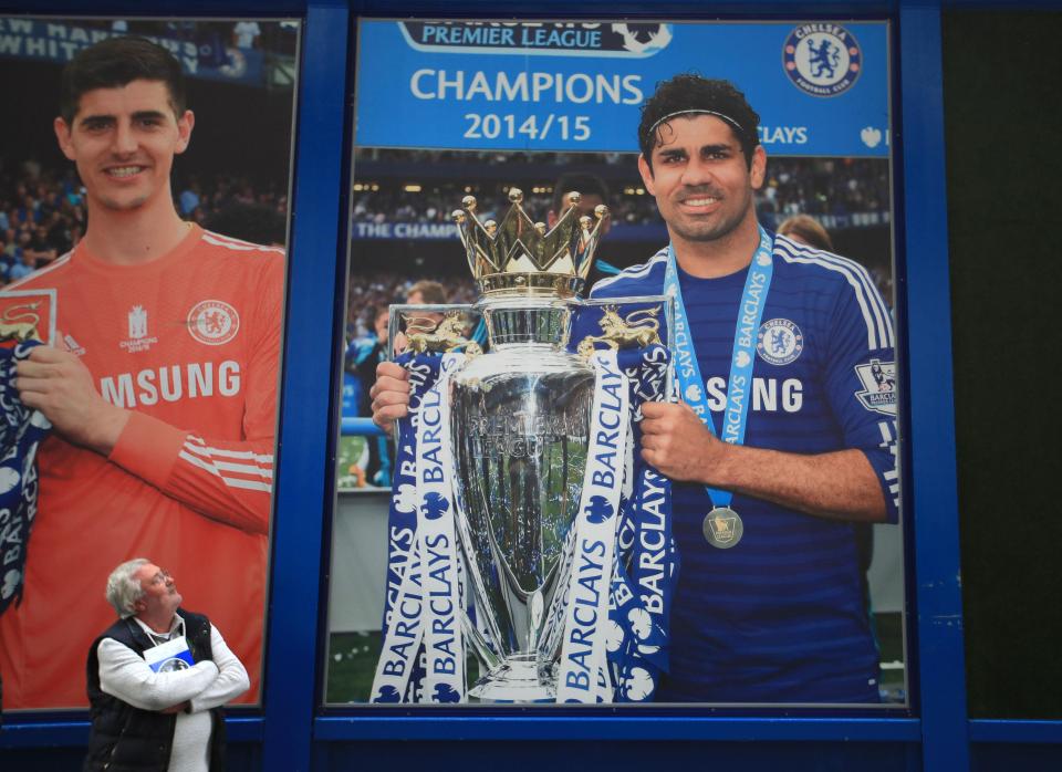  Diego Costa's image is still displayed in large on the outside of Stamford Bridge