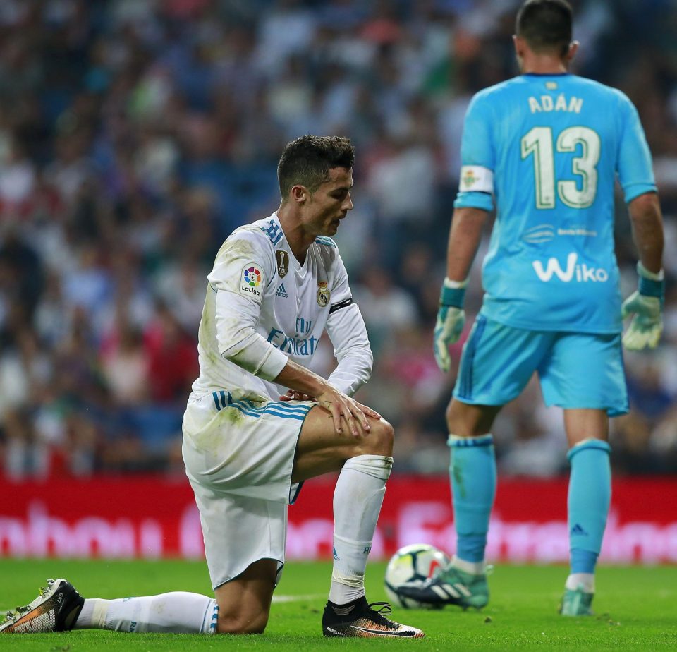  Even the great Cristiano Ronaldo was brought to his knees on his first game back for Real Madrid