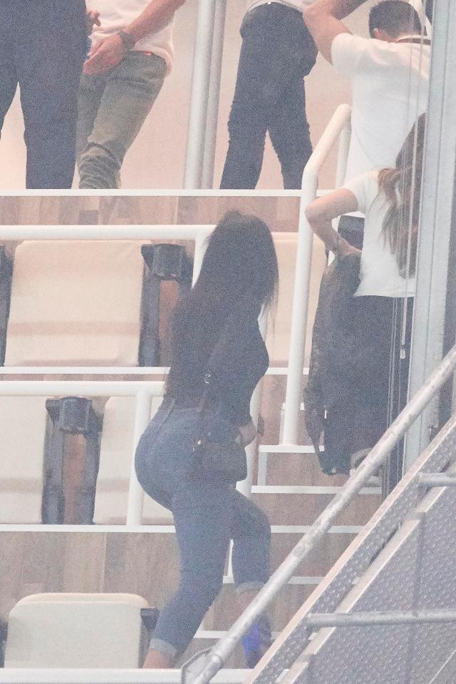  Cristiano Ronaldo's girlfriend Georgina Rodriguez walks up the steps in the prime seats at the Bernabeu