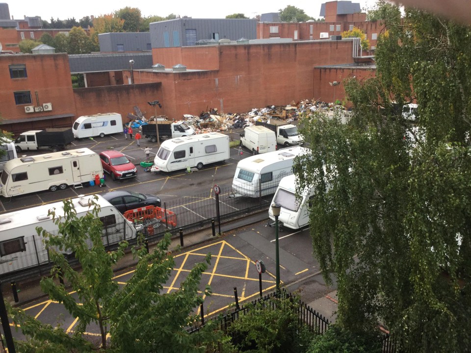 Travellers have dumped a mountain of waste at site adjacent to Holloway Prison in north London