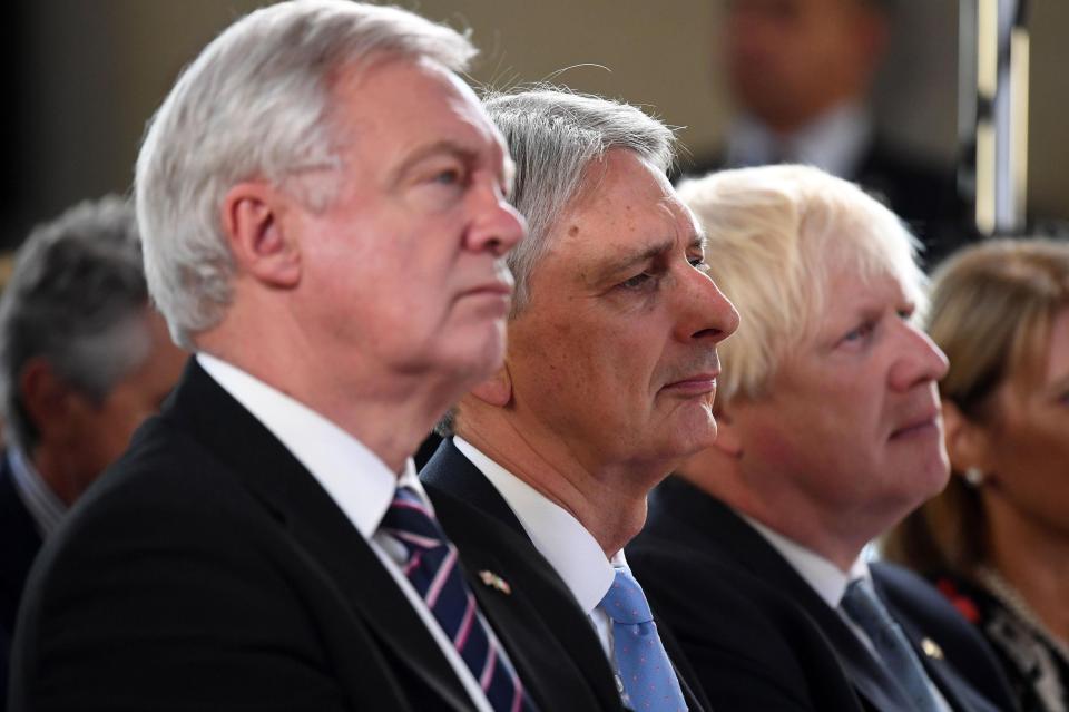  David Davis, Philip Hammond and Boris Johnson listened to the speech from the crowd