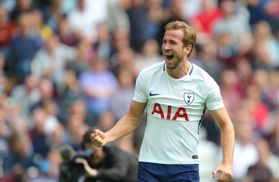  The Spurs star celebrates after finding the back of the net against West Ham at the London Stadium