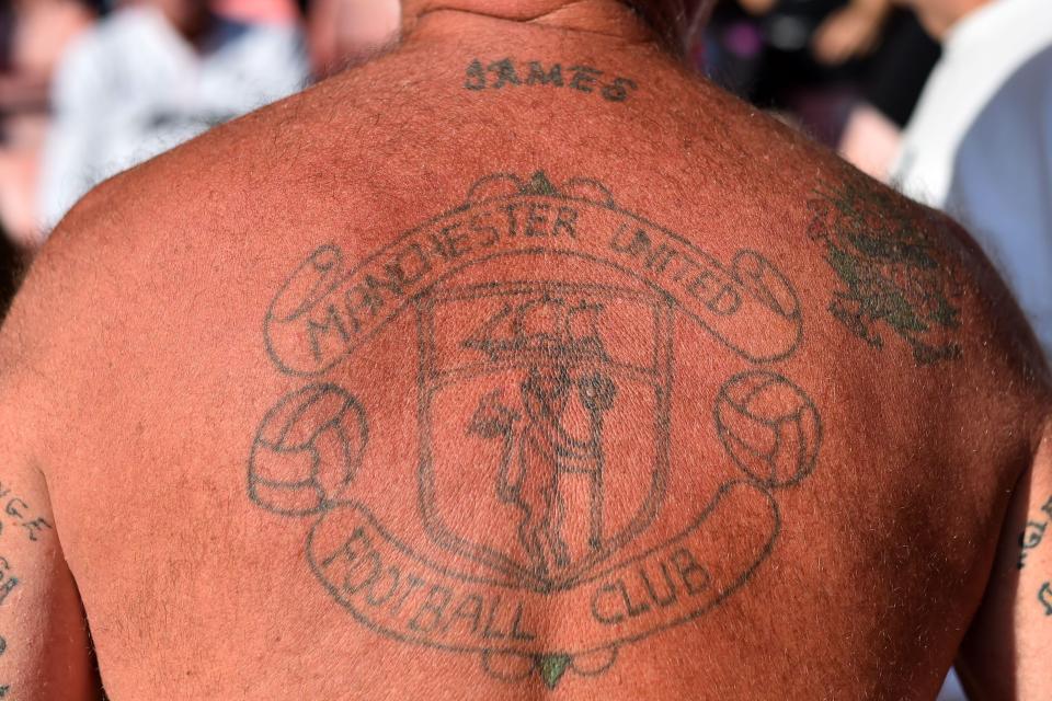  One passionate Manchester United fan was keen to show off his tattoo