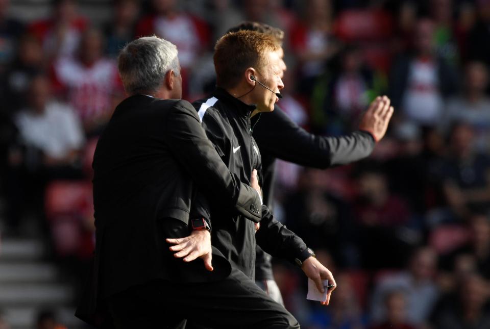  Jose Mourinho was sent to the stands following an incident with the fourth official