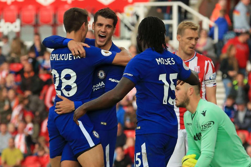  Alvaro Morata put Stoke to sword as he scored his fourth, fifth and sixth goals of the season for Chelsea at the bet265 Stadium on Saturday