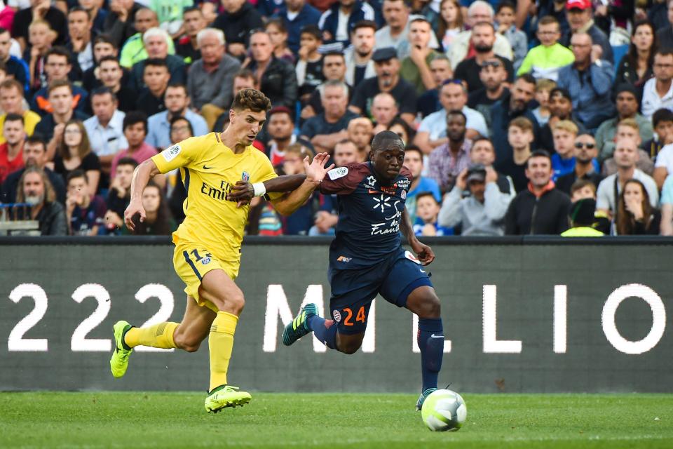  The right-back in action against Montpellier as they failed to carry on their 100% start to the season