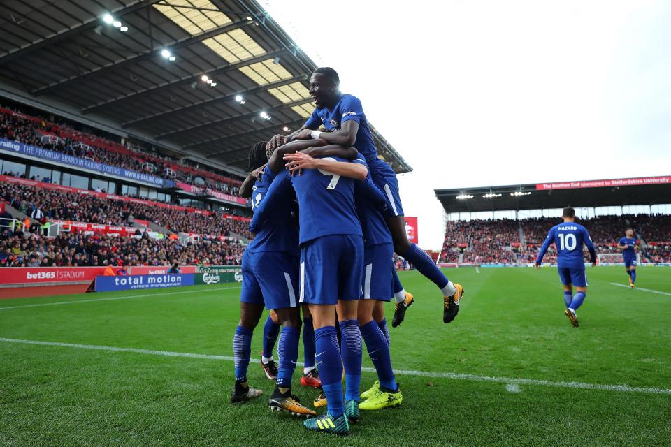  Chelsea put four past Stoke at the bet365 Stadium, thanks to Alvaro Morata