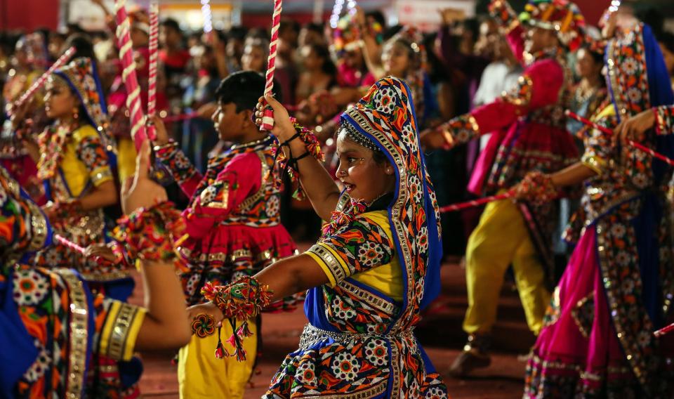  A Garba dance is performed during the Navratri festival