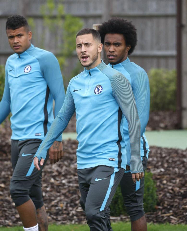  Eden Hazard has mocked Raheem Sterling's running style in Chelsea training