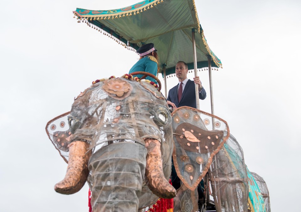 The prince said the elephant was ‘very cool’ and compared it to the theatrical puppet in War Horse