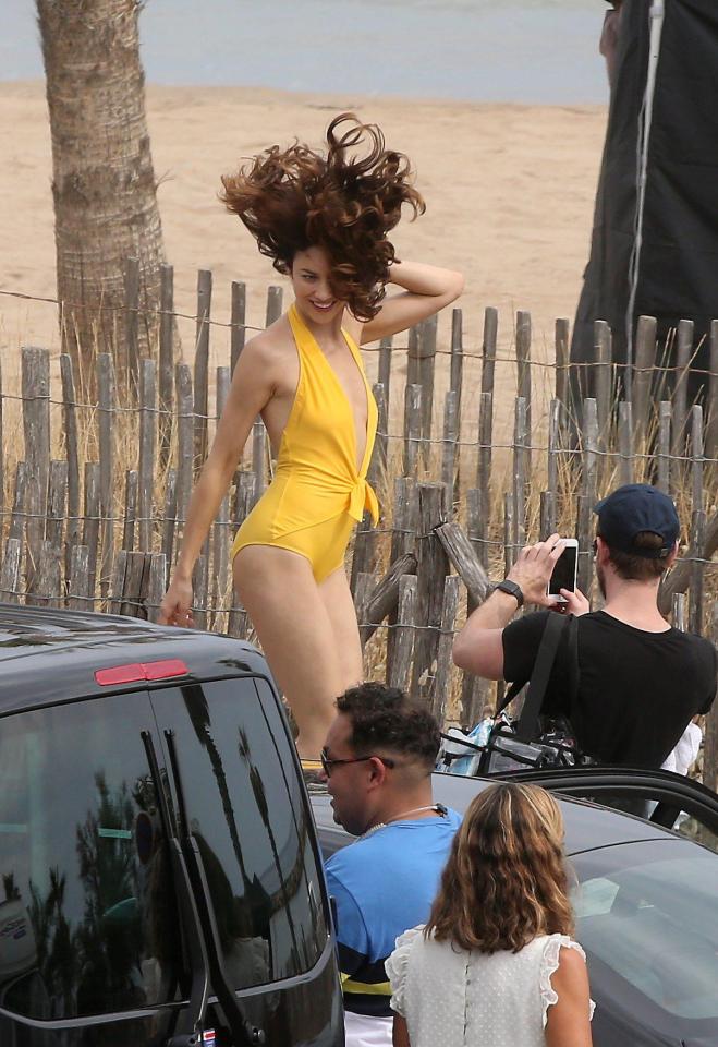  The actress was filming on a beach in France