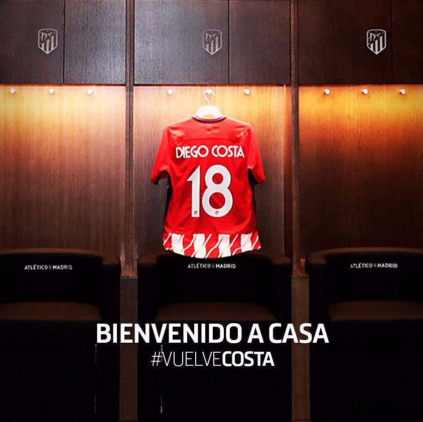  Diego Costa will wear No 18 shirt at Atletico Madrid after completing his return