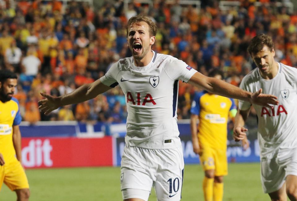 Kane bagged a perfect hat-trick against Apoel Nicosia