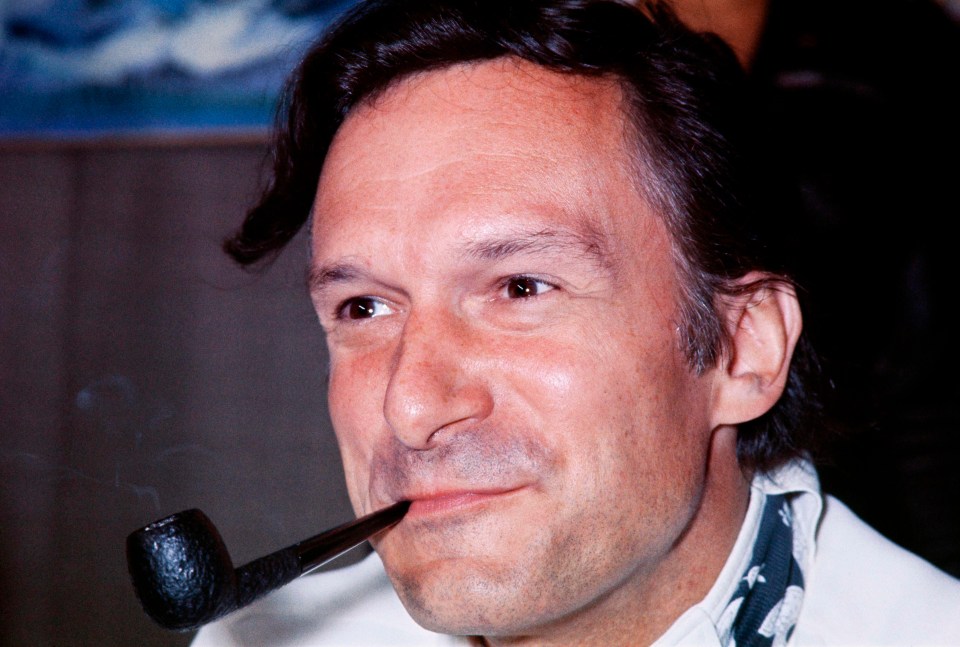 Hugh Hefner pictured with his trademark pipe in 1970