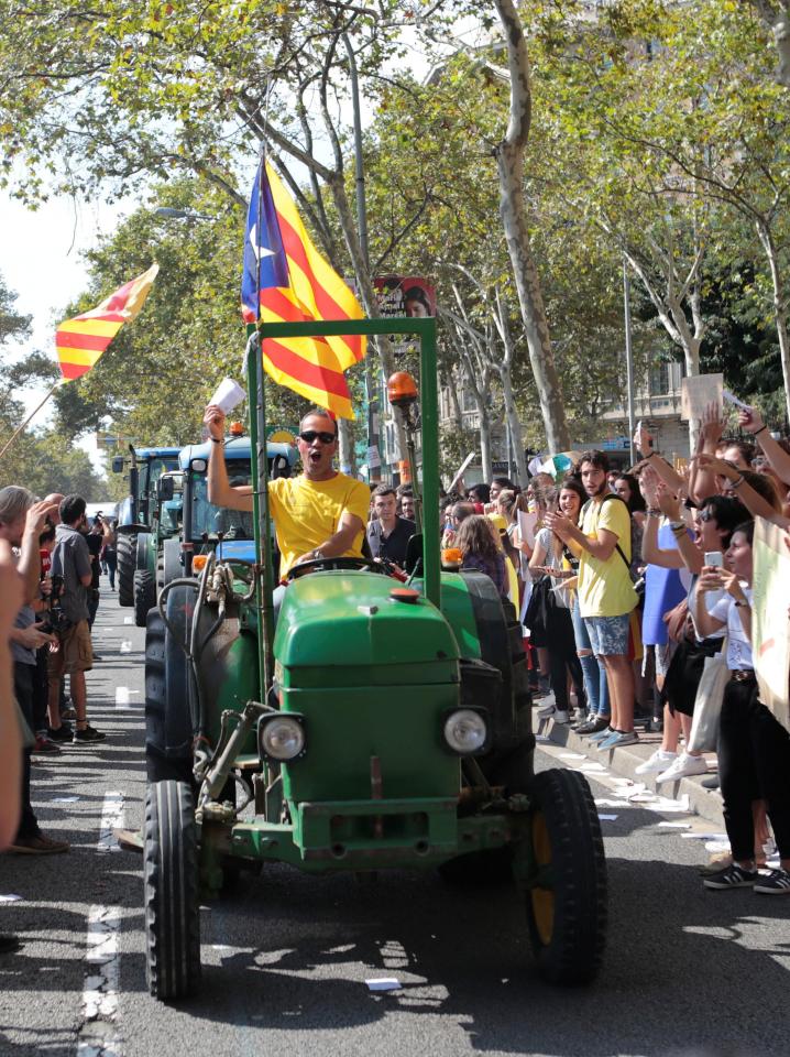  Farmers are applauded as they drive their tractors through the city to show support for the banned referendum