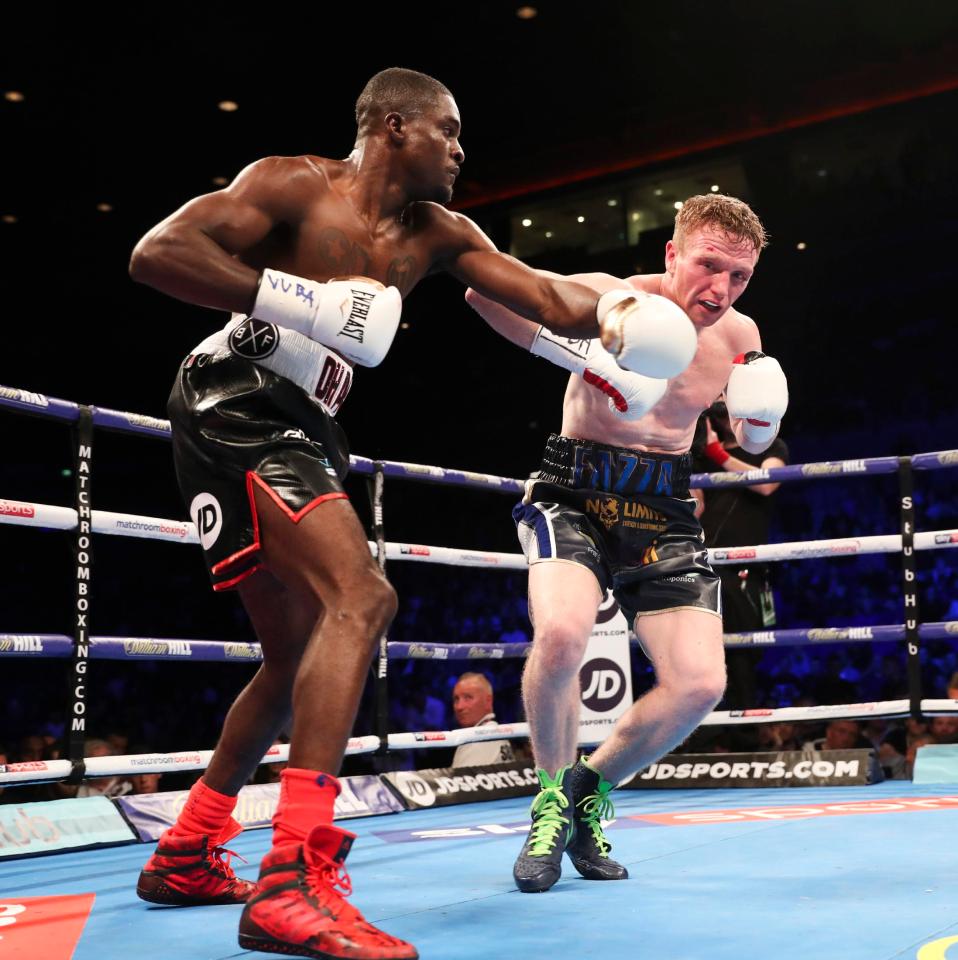  Tom Farrell was totally outclassed by the heavy-hitting Ohara Davies in Liverpool