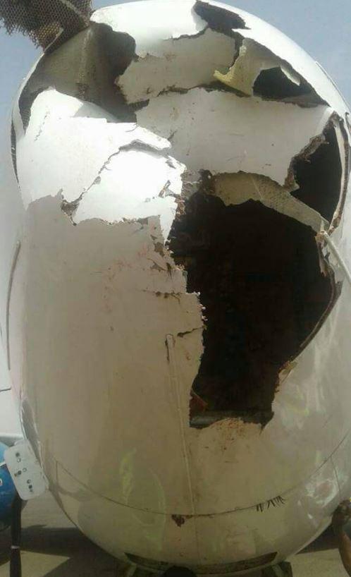  This close-up shows the damage birdsx can do to an airliner travelling at hundreds of miles per hour