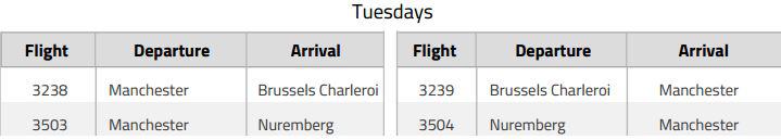  Individual Ryanair flights cancelled on Tuesdays from UK airports excluding Stansted between November 1, 2017 and March 24, 2018