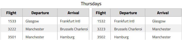  Individual Ryanair flights cancelled on Thursdays from UK airports excluding Stansted between November 1, 2017 and March 24, 2018