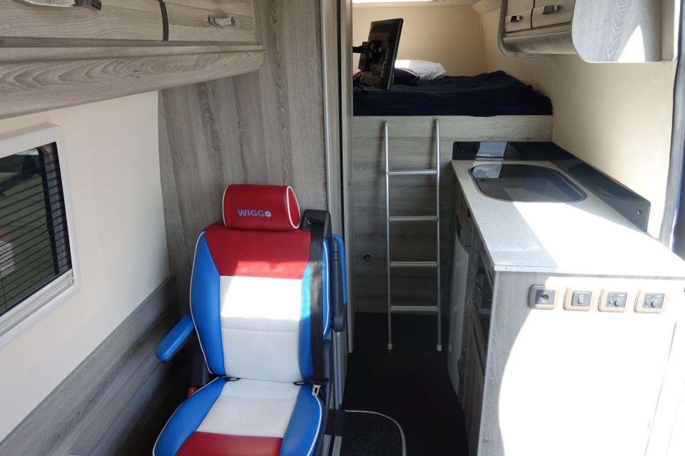 The motor home also comes with a small cooking area