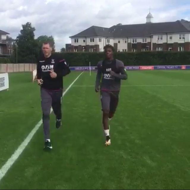  Wilfried Zaha has been doing some running at Crystal Palace's training ground in Beckenham