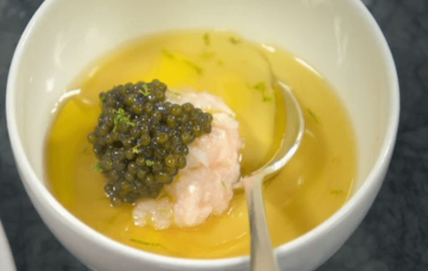  A caviar soup was also made by Dev