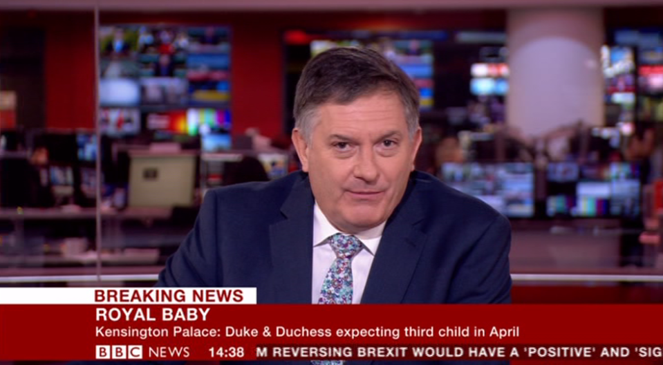  BBC presenter Simon McCoy did not seem excited by the royal news