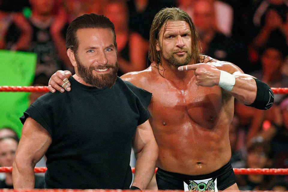 Bradley Cooper, mockingly pictured with WWE chief Triple H, is the man wanted to play the role