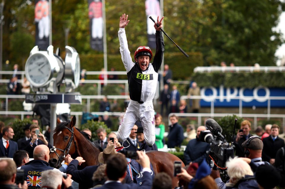  Dettori Cracks out his trademark flying dismount