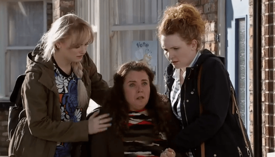  She was comforted by Sinead and Fizz as she broke the news to them