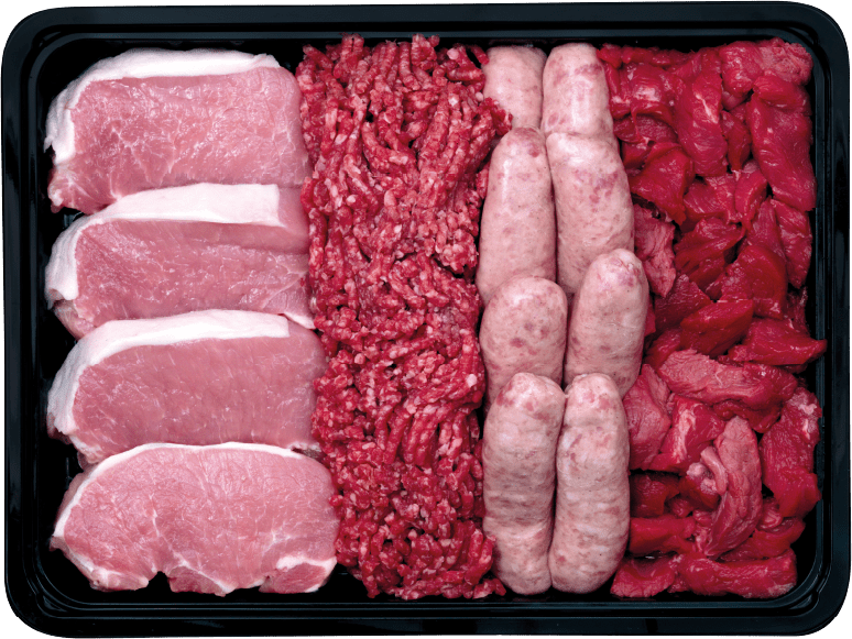  The meat box include: lean diced casserole steak, steak mince, 8 pork sausages, 4 pork loin steaks