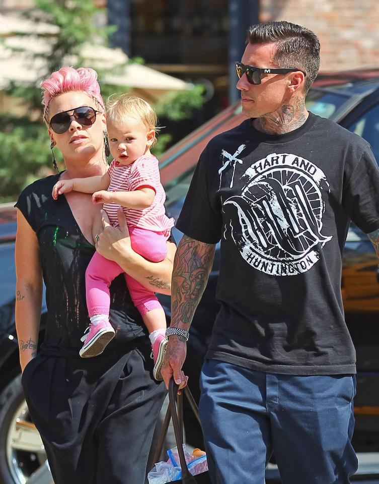  Pink admitted sometimes she gets so annoyed at Carey she wants to jab him with a fork