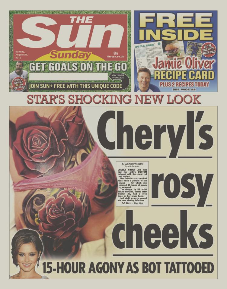  The Sun reported on her eye-popping inking back in 2013