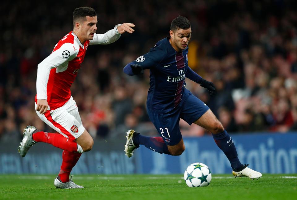  Ben Arfa in action against Arsenal's Granit Xhaka