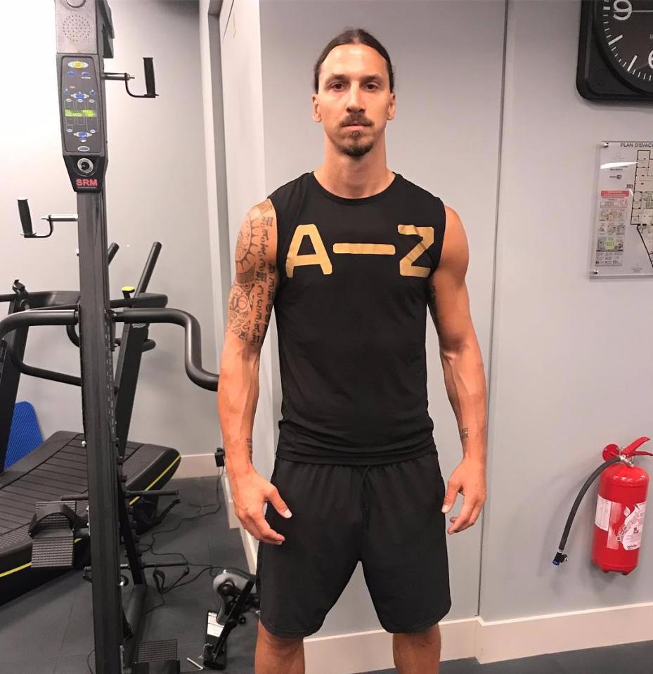  Zlatan Ibrahimovic has been working his way back to full fitness in the gym