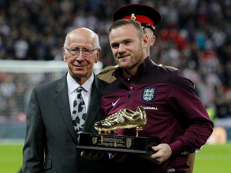  Rooney after breaking Sir Bobby Charlton's scoring record for England