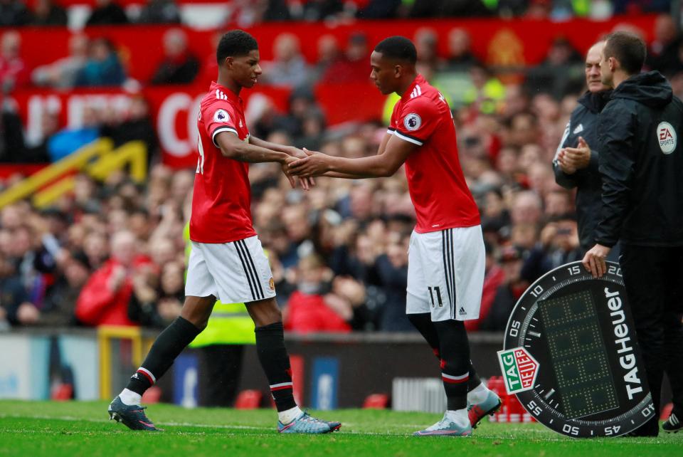  Martial came off the bench against Crystal Palace to record his 100th appearance for United