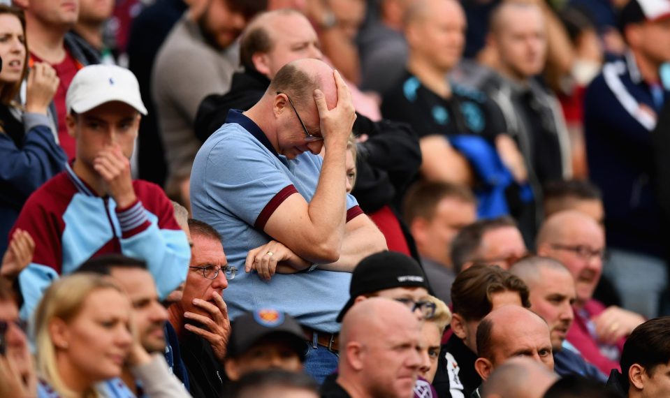  West Ham fans frustrated during Swansea game on Saturday