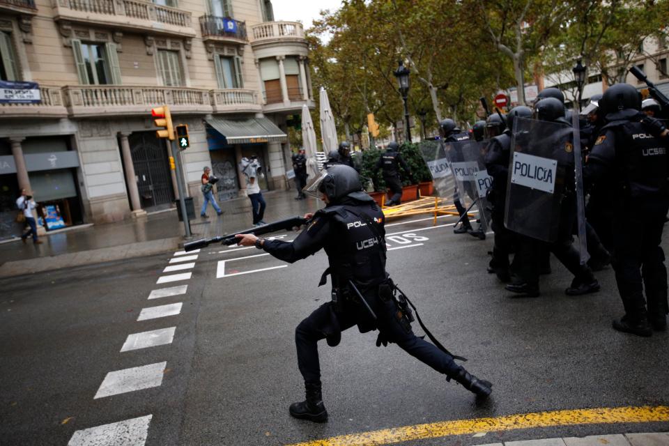  Police were seen firing rubber bullets at demonstrators today